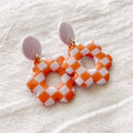 Checkerboard Daisy Drops Earrings