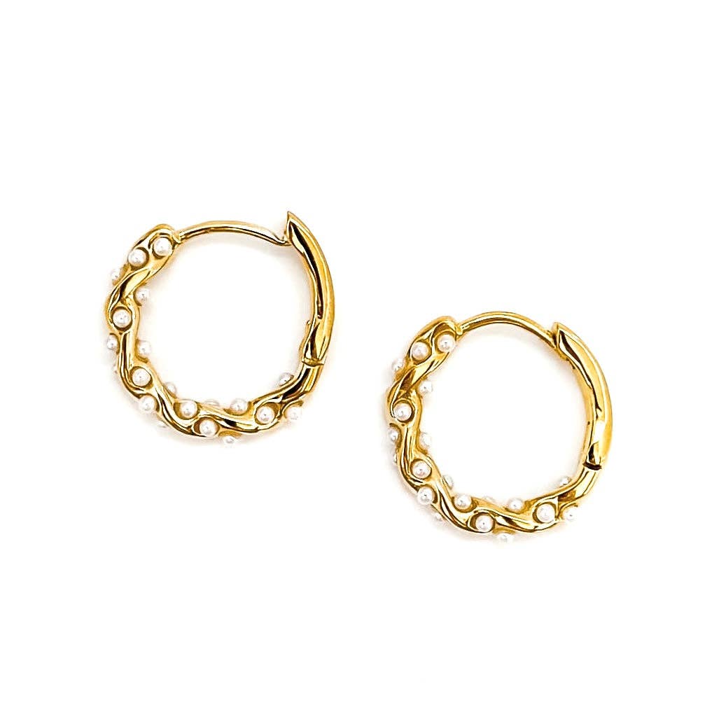 Ellie Pearl Hoop Earrings